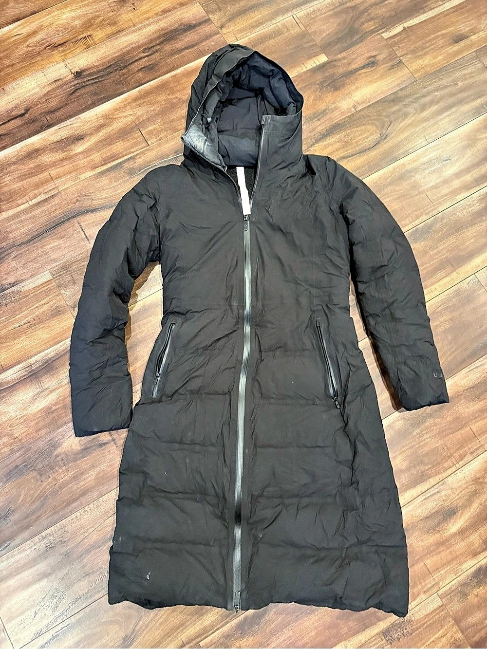 lululemon Winter Warrior Long Parka Black Hooded Puffer Coat